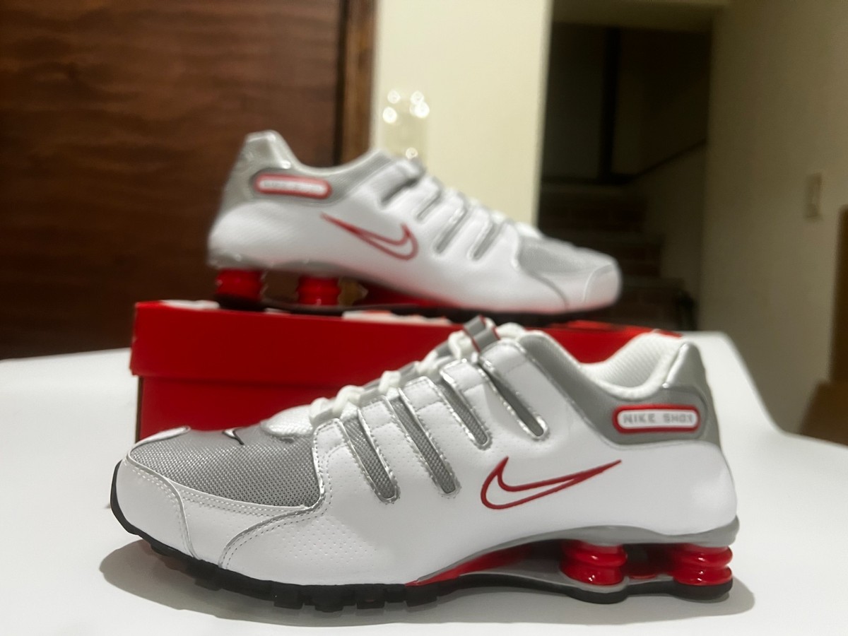 Nike Shox NZ Shoes White Sport Red Cool Gray 378341-104 Men's