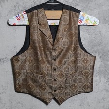 Historical Emporium Vest Mens XL Brown Gold Paisley Brocade Steampunk Victorian