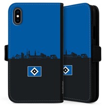 Klapphülle für Apple iPhone X  Handytasche Lederhülle Tasche HSV Hamburg Skyline