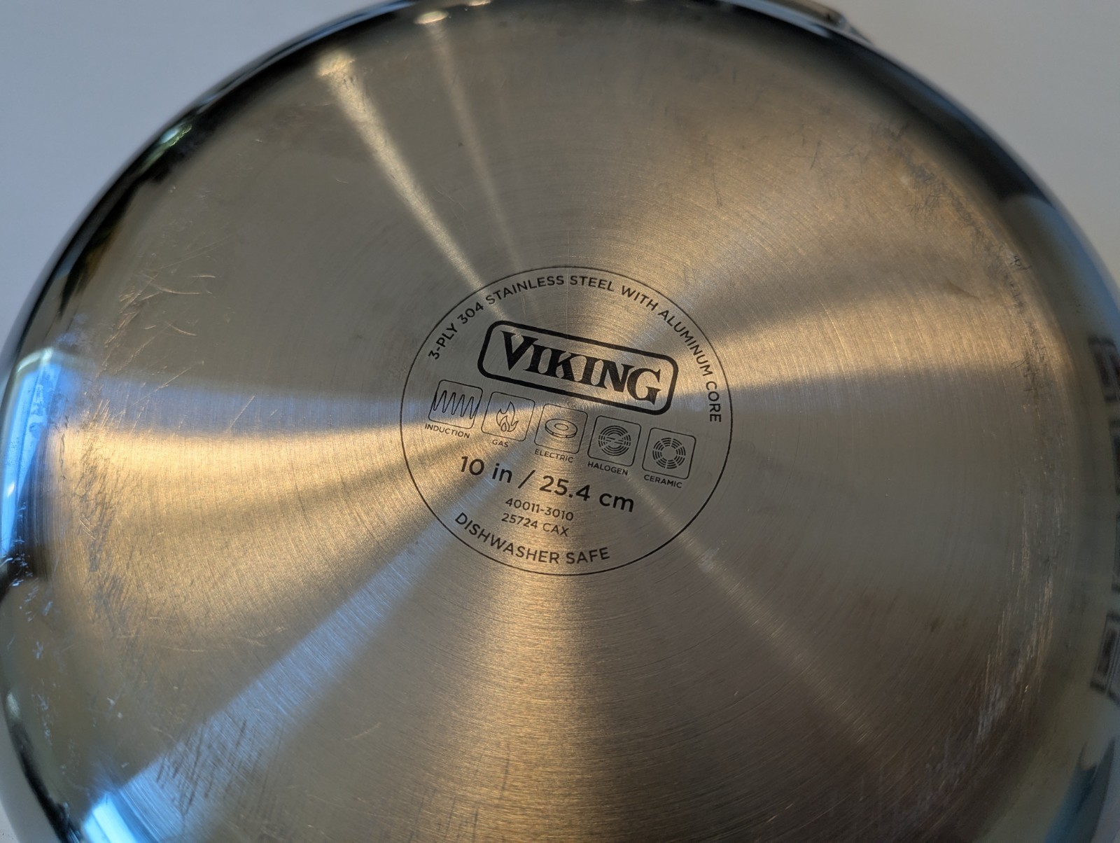 Viking 3-Ply 10" Frying Fry Pan 40011-3010 Stainless Steel 304 Aluminum Core