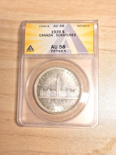 1939 Canada $1 Dollar 80% AU 58 Details ANACS Royal Visit Commemorative Issue