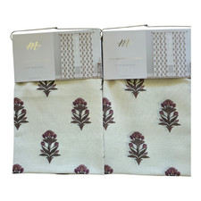 Botanical Medallion Linen Blend Drapes Set of 2 37x84 Floral Curtain Panels