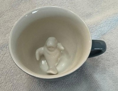 Manatee ''Creature Cup'' 3D Inside Coffee Tea Cup Blue Outside White Inside New NB