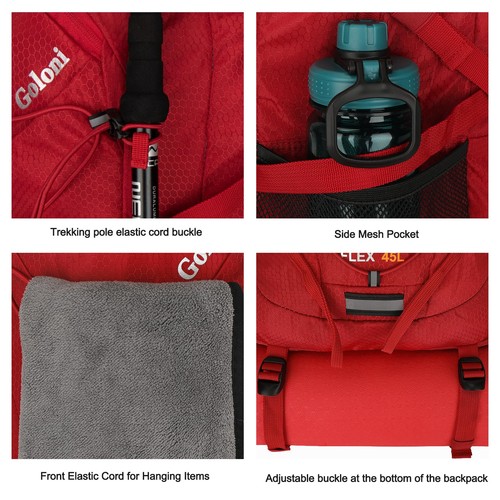 Mochila de Senderismo 45L Ligera Plegable, Impermeable Mochila de Camping con Ra... - Imagen 7 de 7
