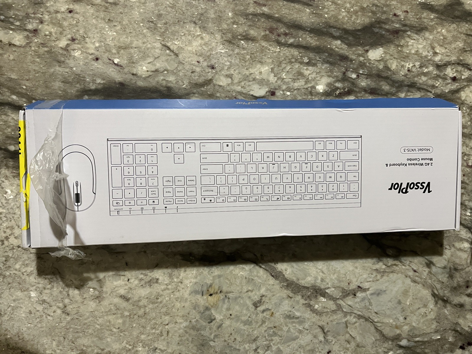 Vssoplor Wireless Keyboard and Mouse Set 2.4GHz, Rechargeable, Model Vk15-3