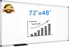Magnetic Dry Erase Board, 72 X 48 Inches, Foldable Wall-Mounted Whiteboard with