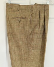 NWT Hertling EXETER Plaid Fine Wool Trousers Pants 38 x 37" Unhemmed made in USA