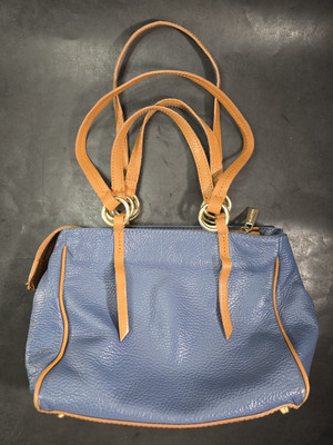 Valentina Genuine Leather Blue Pebbled Handbag Purse Short & Long