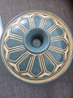 Vintage Teal Glazed Ceramic Covered Casserole Dishwith Geometric Design — photo 2