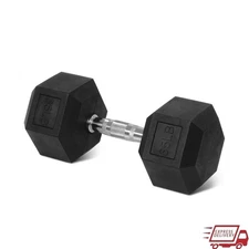 Durable 35 lb Rubber Encased Hex Dumbbell Anti-Roll Strength Training Weight New