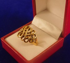 Large Solid 9ct Gold INFINITY SWIRL RING THUMB RING 6.5 Gram Sz V Hm Boxed