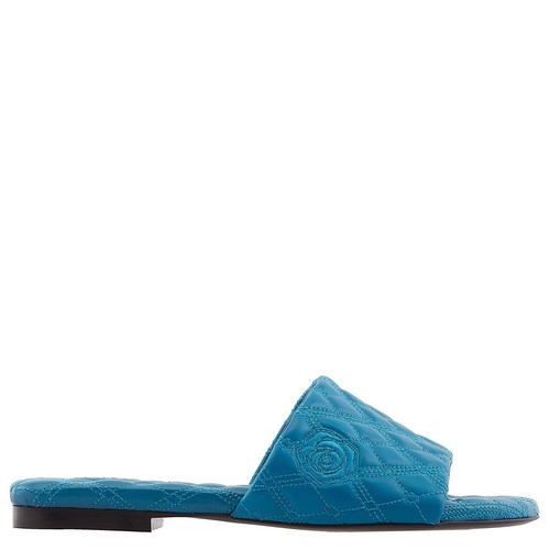 BURBERRY Leather Quilt Slides In Kingfisher size 36 6 New $850