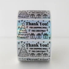 Holographic Christmas Stickers – Holiday Thank You Labels for Small Business