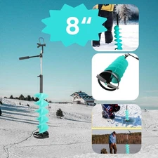 8" Cordless Ice Drill Auger with Centering Point Ice Auger+35.5cm Extension Rod