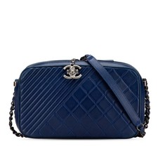 Chanel Boy Chanel Lambskin Shoulder Bag Women Blue One Size