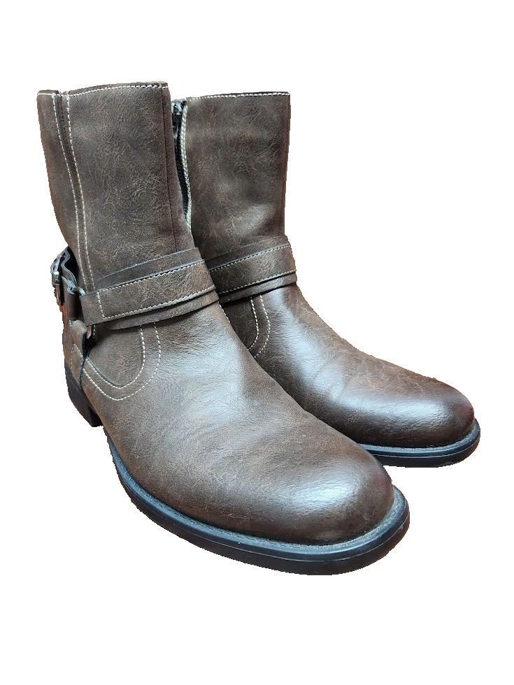 Robert Wayne Footwear Brown Biker Boots for Men for Sale 