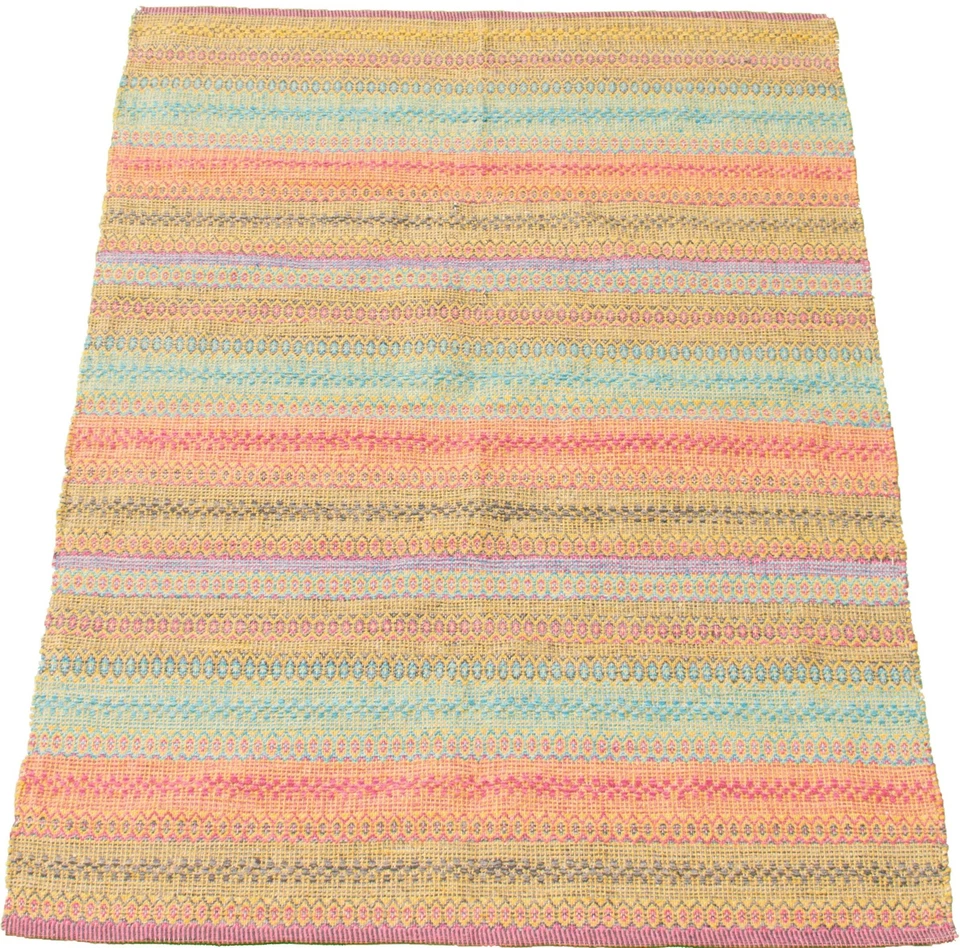 Alfombra Kilim tradicional tejida a mano vintage 4'0" x 5'11" alfombra de lana oriental Foto 3 de 4