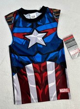 New GK ELITE Gymnastics COMPETITION Shirt MARVEL CAPTAIN AMERICA Singlet Top CL