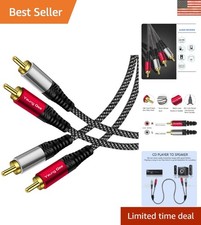 RCA Audio Cable 25FT - Dual Shielded Noise Free Braided Male to Male Audio Cord