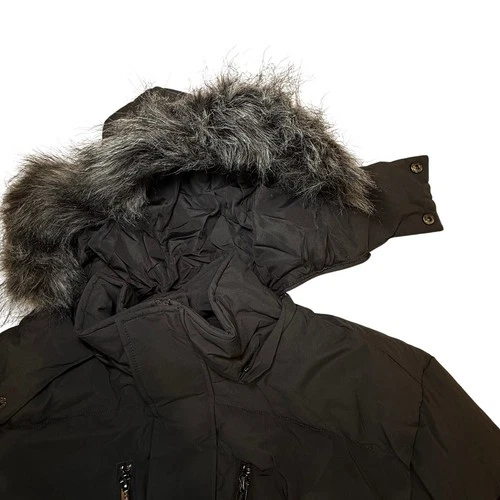 Wantdo Mens Black Puffer Parka Jacket Removable Faux Fur Hood Size Small NWT image 4