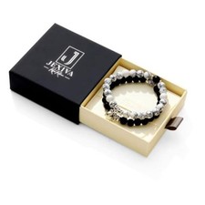 Set Of 2 Couples Bracelet Magnetic Healing Black Howlite With Luxury Giftbox