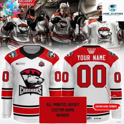 Personalized Charlotte Checkers 2025 Calder Cup Playoffs White Hockey Shirt Gift - 第 1/7 張圖片