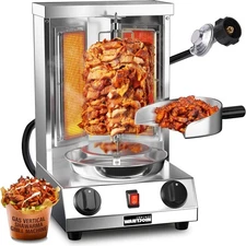 Shawarma Grill Machine, Gas Vertical Rotisserie with 2 Burners for Home, Counte