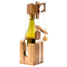 Wooden Bottle Holder Puzzle 25 oz Brain Teaser Fun Decor Gift for Bottle Lovers