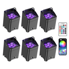 6x18W Rechargeable Par Light RGBWA UV Battery Powered Wireless 6LED DJ Uplights