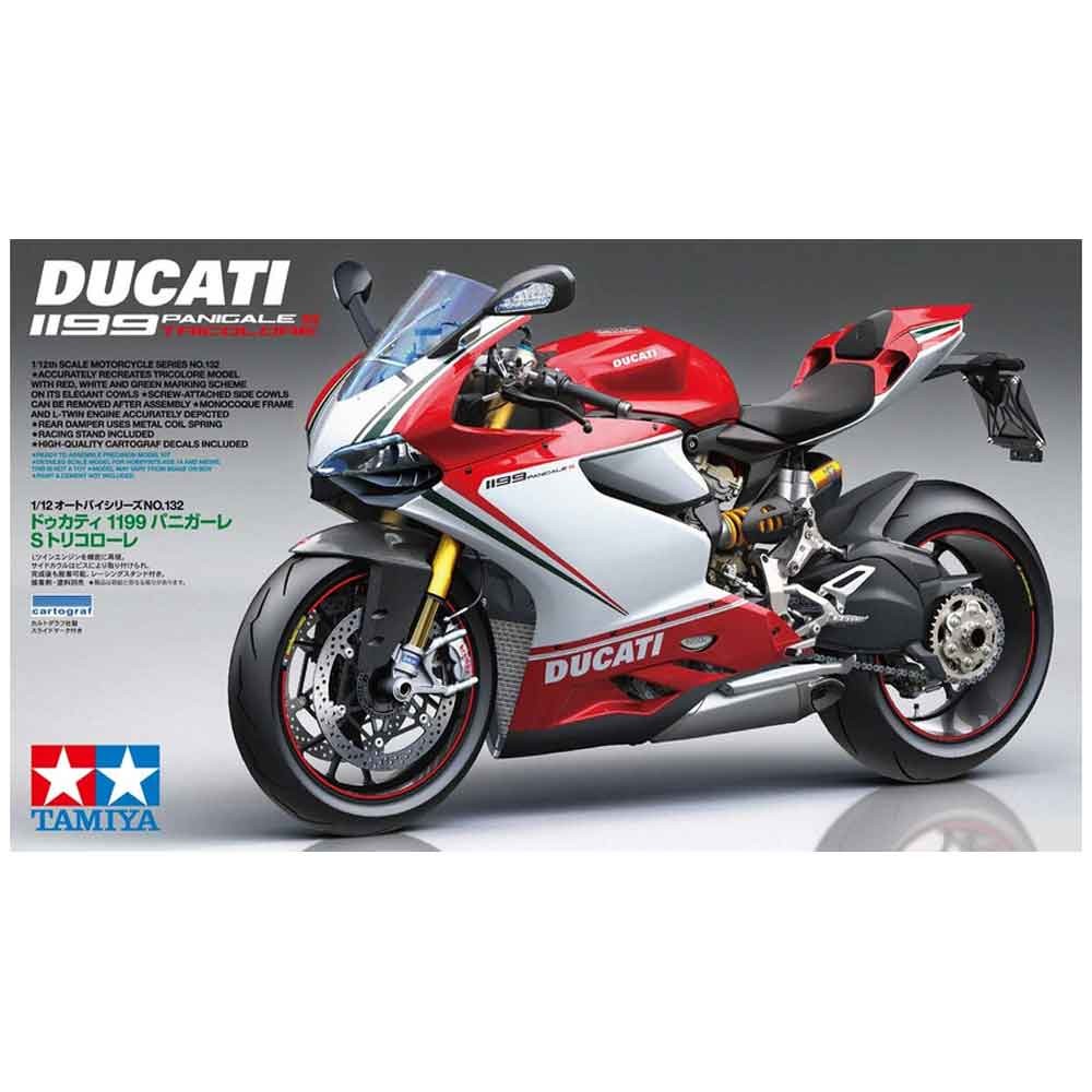 Tamiya 14132 Ducati 1199 Panigale S Tricolore MotorBike Model Kit Scale 1:12
