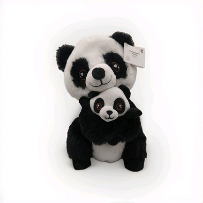 Panda Kuscheltier mit Jungtier Stofftier Schmusetier Plüsch Spielzeug Geschenk
