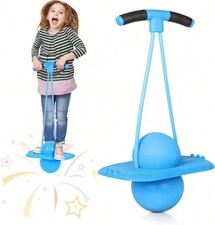 GCCSJ Kids Pogo Stick Bouncer Fun Spring Jump Ball with Handle Outdoor Toy Blue
