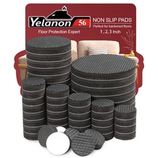 Yelanon Non Slip Furniture Pads -56 56pcs 1"+2"+3" Round, Dark Brown 