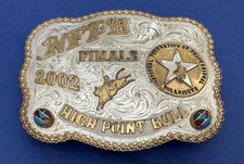Vintage RARE 2002 NFPB Bullriders Finals High Point Bull Gem Trophy Belt Buckle