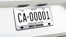 Harley Davidson Chrome Metal License Plate Frame Screw Caps