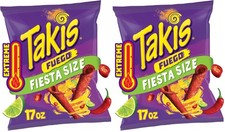 Takis Fuego 17 oz Fiesta Size Bag, Hot Chili Pepper 17 Ounce Pack of 2