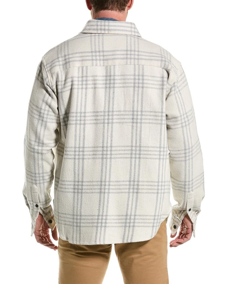 Sovereign Code Men's River Overshirt Ecru Gray Plaid-Large - Image 2 of 4