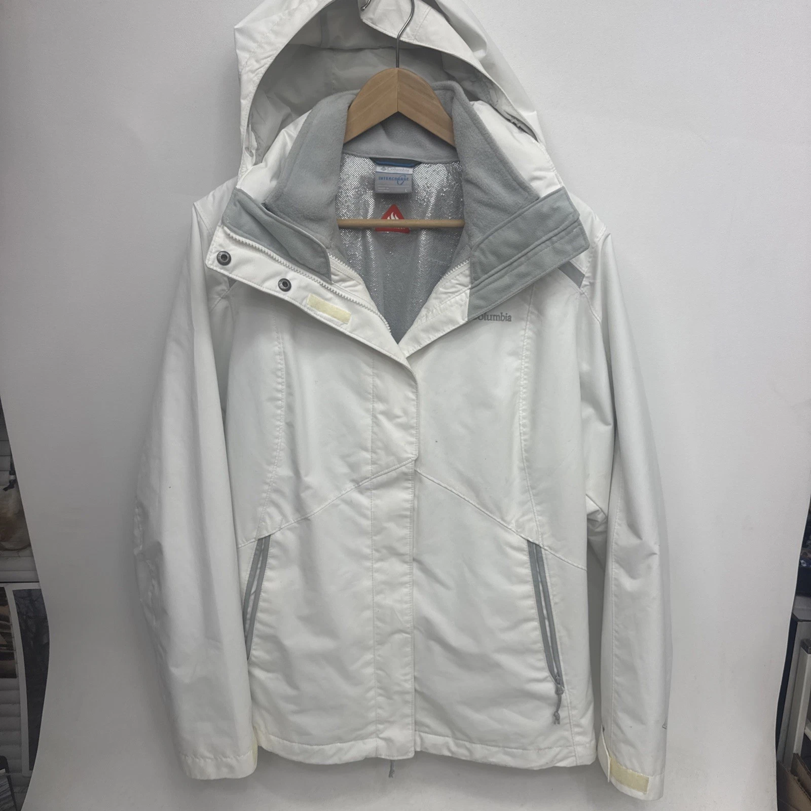 Columbia Jacket Mens L Red Windbreaker Parka Rain Hooded Interchange Omni Heat