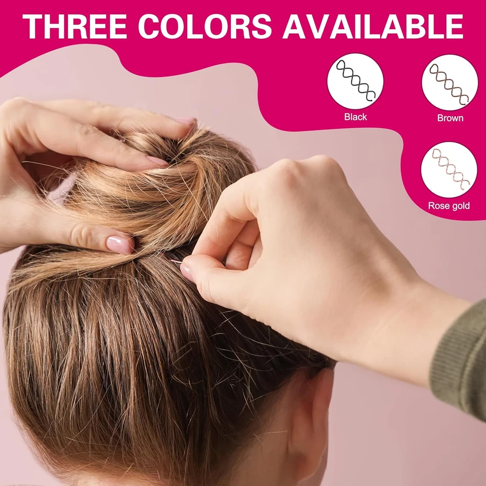 30 peças alfinetes de cabelo espirais, 3 cores alfinetes giratórios para cabelo, alfinetes espirais de liga, B - Imagem 3 de 4