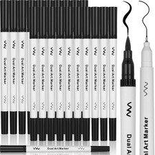 20 Pcs Black Drawing Pens Bulk Dual Brush Fineliners Pens Felt Tip Markers fo...