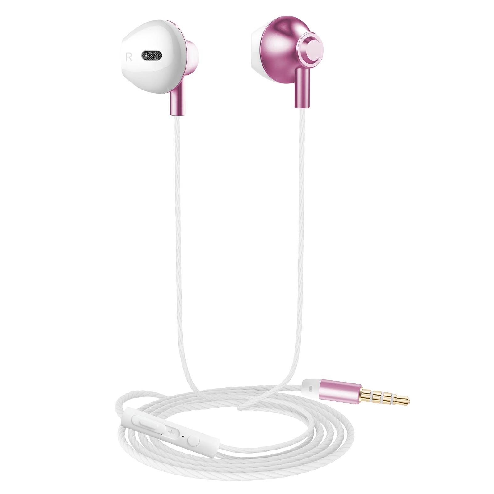 Casque filaire rose Akashi avec microphone jack 3.5mm pour smartphone et pc