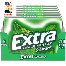 Spearmint Sugar Free Chewing Gum, Bulk Gum Packs - 35 Sticks (Pack of 6)