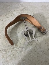 Vintage Instrument Sheet Music Clip Holder 4  Long Metal On Leather Strap