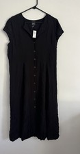 GAP Dress Womens Size 18 Button Front Sleeveless Solid Black Rayon NWT