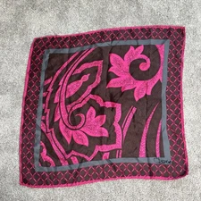 Vintage DIANE VON FURSTENBERG Brown Pink Silk Scarf Hand Hemmed Square 22” X 22”