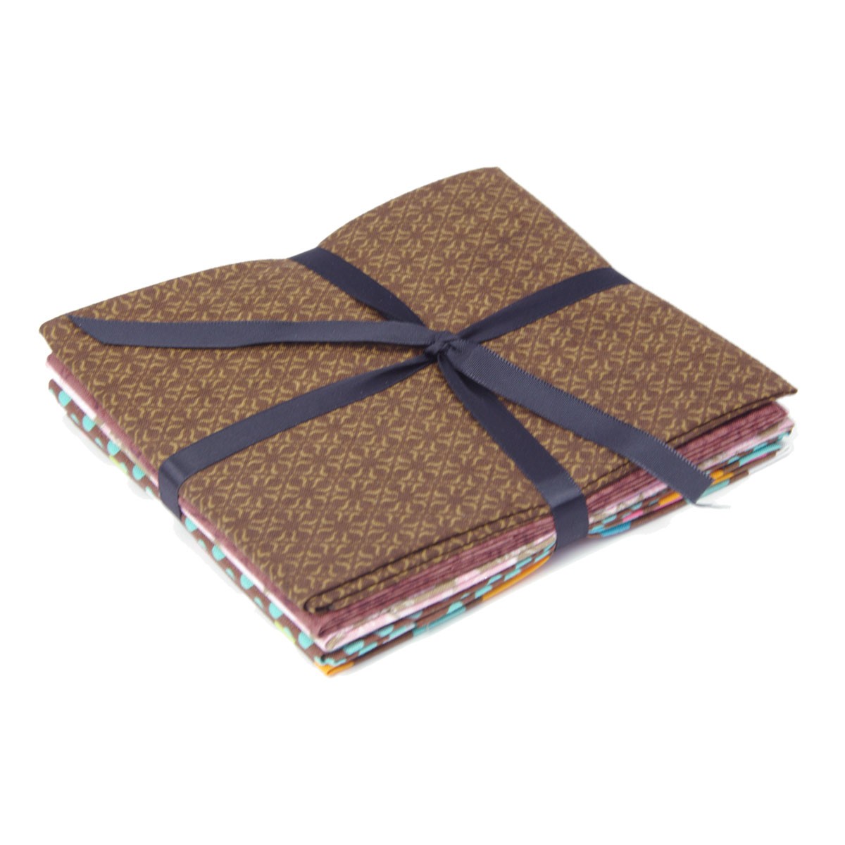 Brown Dots and Floral Themed Pack of 5 Cotton Fat Quarters Sewing Online FE0099