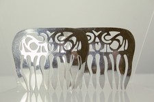 Vintage Set of 2 Mexico Sterling Silver Pineta Or Hair Comb 30.9 Grams (ANT3979)