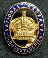 WWI Gloucestershire National Reserve Enamel Half Moon Badge By JR Gaunt