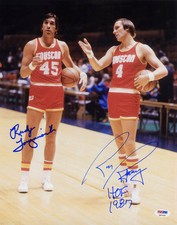 Rick Barry Rudy Tomjanovich DUAL SIGNED 11x14 Photo Rockets PSA/DNA AUTOGRAPHED