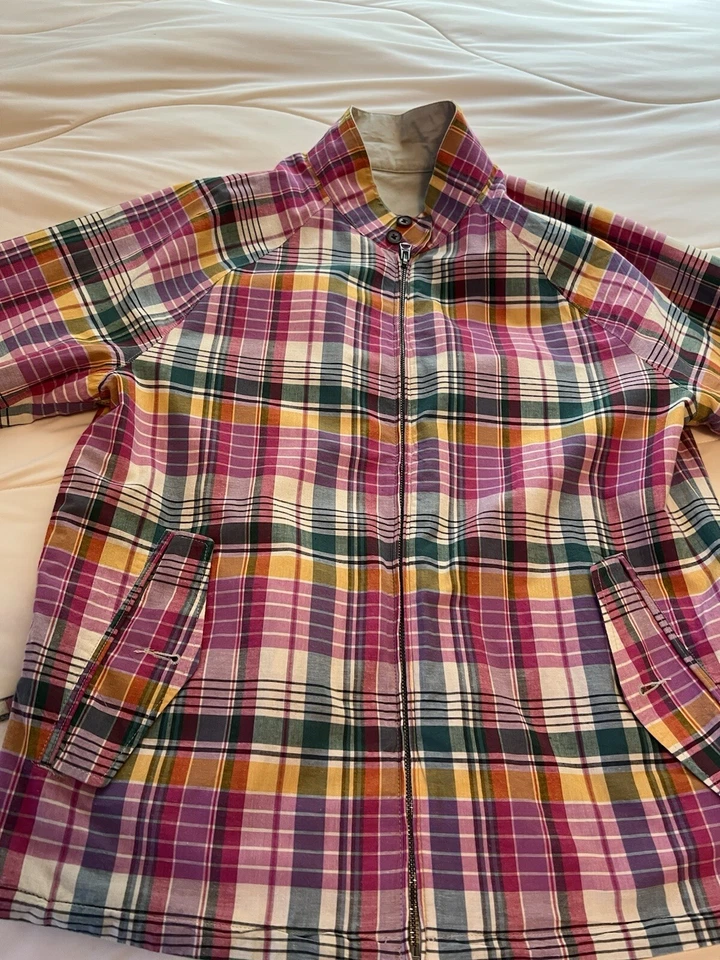 Chaqueta reversible Polo Ralph Lauren para hombre color tostado y rosa a cuadros talla mediana Foto 4 de 4